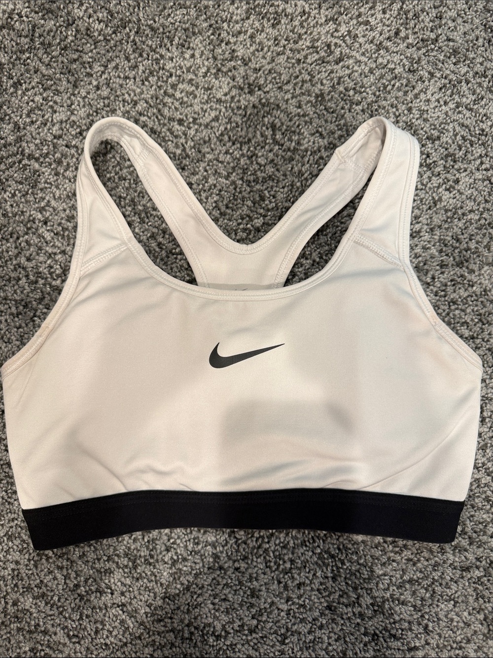 Nike Light White Sports Bra with Black Band and Swoosh